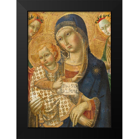 Virgin and Child Enthroned Black Modern Wood Framed Art Print by Italy 19th Century