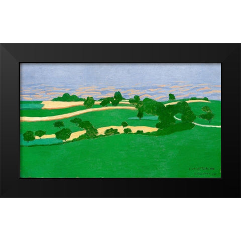 Corn Fields Black Modern Wood Framed Art Print by Vallotton, Felix