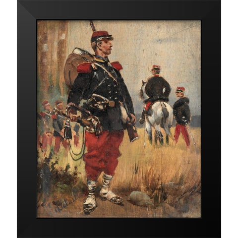 Soldiers Black Modern Wood Framed Art Print by Detaille, Edouard