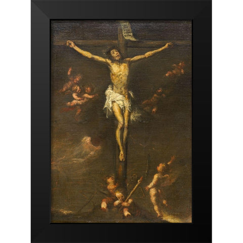 Crucifixion Black Modern Wood Framed Art Print by Spain 19th Century