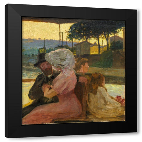On the River Black Modern Wood Framed Art Print with Double Matting by Cross, Henri-Edmond