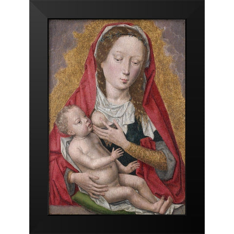 Virgin and Child Black Modern Wood Framed Art Print by Memling, workshop ofÂ Hans