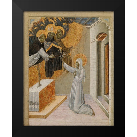 St. Catherine of Siena Invested with the Dominican Habit Black Modern Wood Framed Art Print by Paolo, Giovanni di