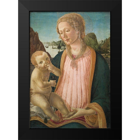 Madonna and Child Black Modern Wood Framed Art Print by Botticini, Francesco