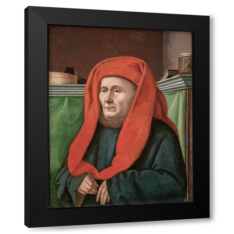 Portrait of a Man Black Modern Wood Framed Art Print with Double Matting by France 15th Century