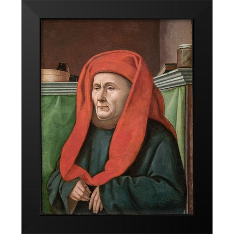 Portrait of a Man Black Modern Wood Framed Art Print by France 15th Century