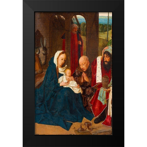 The Adoration of the Magi Black Modern Wood Framed Art Print by Jans, Geertgen tot Sint