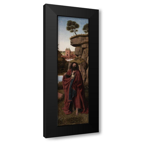 Saint John the Baptist in a Landscape Black Modern Wood Framed Art Print by Christus, Petrus