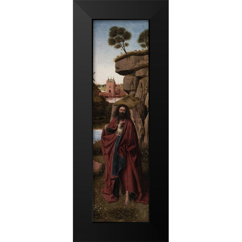Saint John the Baptist in a Landscape Black Modern Wood Framed Art Print by Christus, Petrus