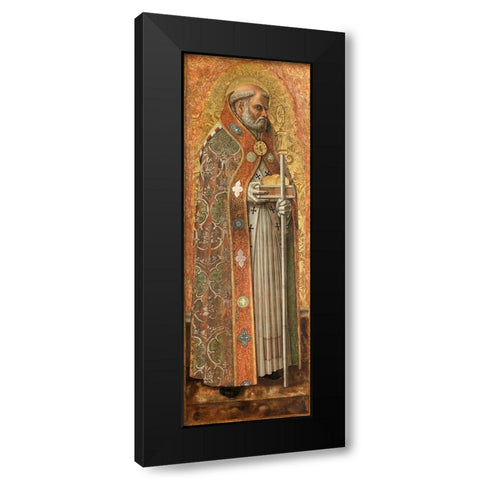 Saint Nicholas of Bari Black Modern Wood Framed Art Print by Crivelli, Carlo