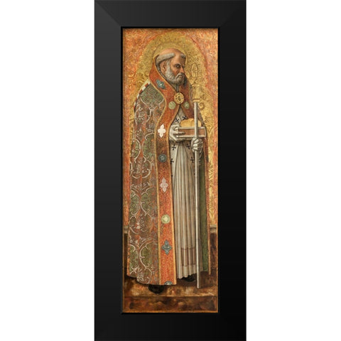 Saint Nicholas of Bari Black Modern Wood Framed Art Print by Crivelli, Carlo