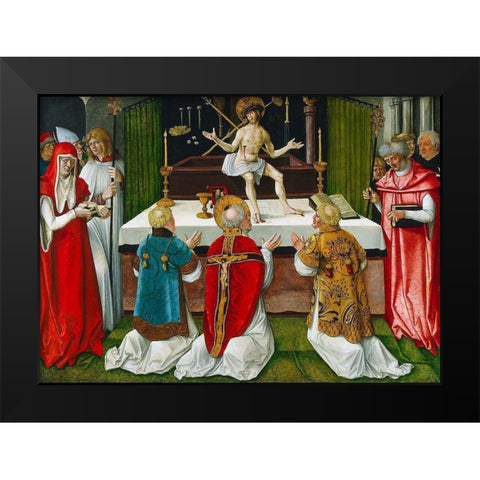 The Mass of Saint Gregory Black Modern Wood Framed Art Print by Baldung, Hans