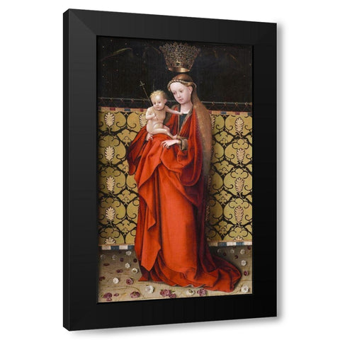 The Virgin Crowned by Angels Black Modern Wood Framed Art Print with Double Matting by Lochner, Stefan
