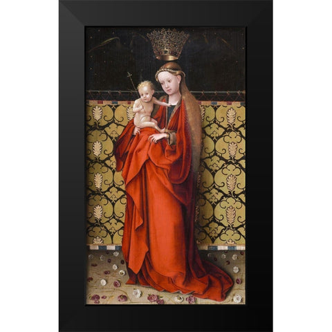 The Virgin Crowned by Angels Black Modern Wood Framed Art Print by Lochner, Stefan