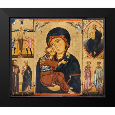 Virgin and Child with Saints Black Modern Wood Framed Art Print by Berlinghiero