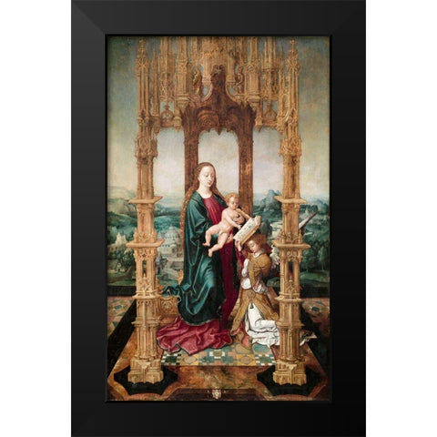 Virgin and Child under a Canopy Black Modern Wood Framed Art Print by Netherlands 16th Century