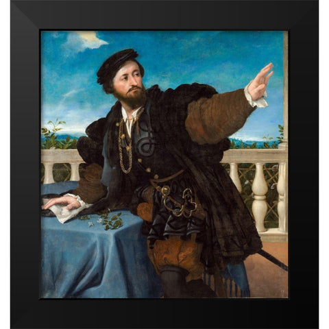 Portrait of a Man, possibly Girolamo Rosati Black Modern Wood Framed Art Print by Lotto, Lorenzo