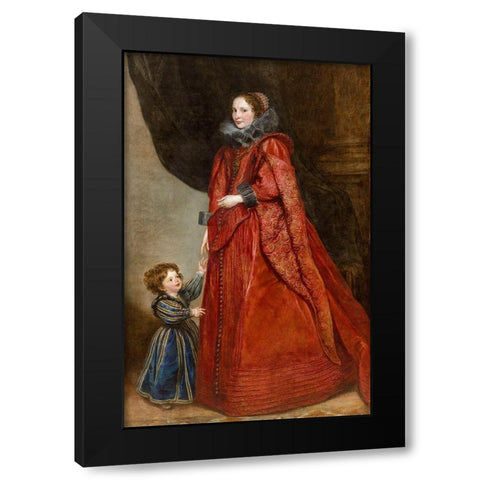 A Genoese Lady with Her Child Black Modern Wood Framed Art Print with Double Matting by Dyck, Anthony van