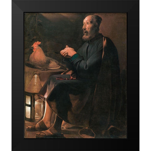 Saint Peter Repentant Black Modern Wood Framed Art Print by de la Tour, Georges