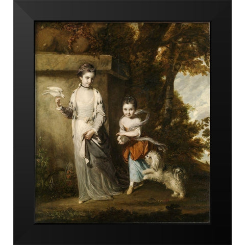 Portrait of the Ladies Amabel and Mary Jemima Yorke Black Modern Wood Framed Art Print by Reynolds, Joshua