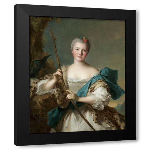 Portrait of a Woman as Diana Black Modern Wood Framed Art Print with Double Matting by Nattier, Jean-Marc
