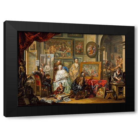 The Artists Studio Black Modern Wood Framed Art Print with Double Matting by Platzer, Johann Georg
