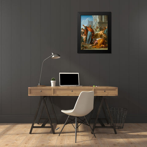 The Miracles of Saint James the Greater Black Modern Wood Framed Art Print by Coypel, Noel Nicolas