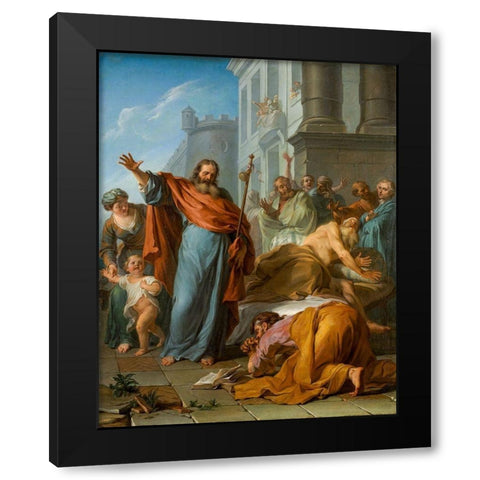 The Miracles of Saint James the Greater Black Modern Wood Framed Art Print with Double Matting by Coypel, Noel Nicolas