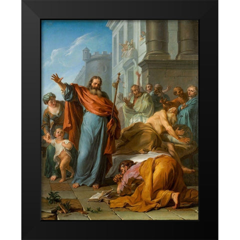 The Miracles of Saint James the Greater Black Modern Wood Framed Art Print by Coypel, Noel Nicolas