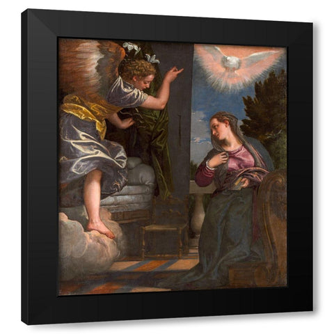 The Annunciation Black Modern Wood Framed Art Print by VeroneseÂ , Paolo