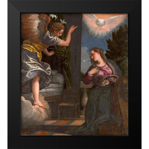 The Annunciation Black Modern Wood Framed Art Print by VeroneseÂ , Paolo