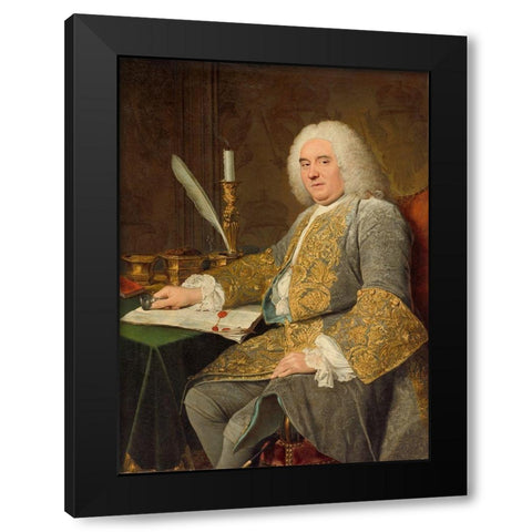 Portrait of Jean-Gabriel du Theil at the Signing of the Treaty of Vienna Black Modern Wood Framed Art Print by Aved, Jacques Andre Joseph