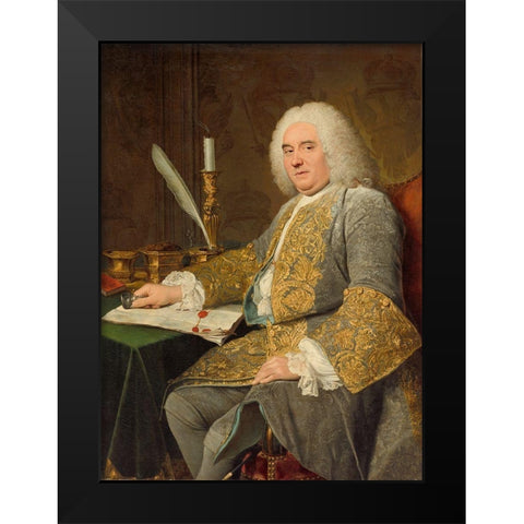 Portrait of Jean-Gabriel du Theil at the Signing of the Treaty of Vienna Black Modern Wood Framed Art Print by Aved, Jacques Andre Joseph