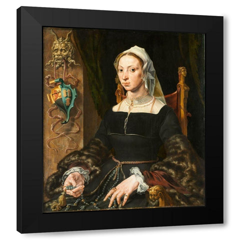 Portrait of Machtelt Suijs Black Modern Wood Framed Art Print by Heemskerck, Maerten van
