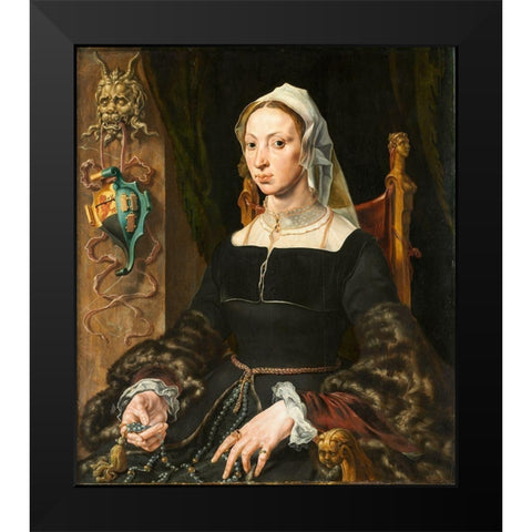 Portrait of Machtelt Suijs Black Modern Wood Framed Art Print by Heemskerck, Maerten van