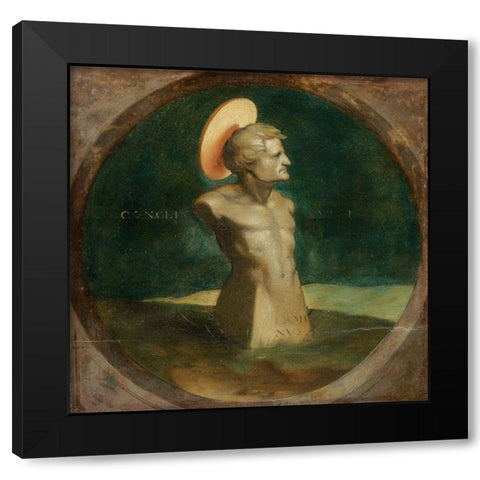 Terminus, the Device of Erasmus Black Modern Wood Framed Art Print with Double Matting by Holbein, Hans