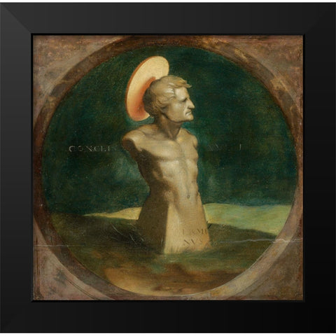 Terminus, the Device of Erasmus Black Modern Wood Framed Art Print by Holbein, Hans