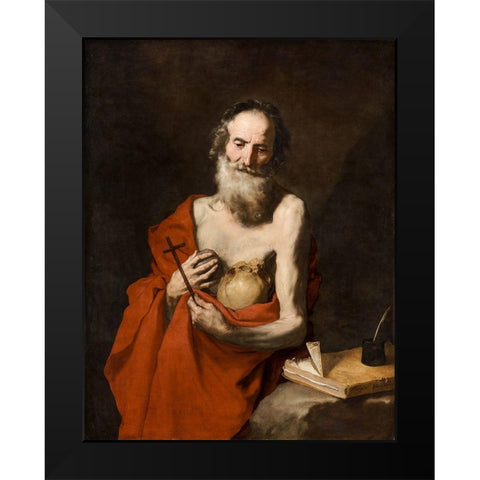 Saint Jerome Black Modern Wood Framed Art Print by Ribera, Jusepe de