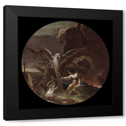 Scenes of Witchcraft Black Modern Wood Framed Art Print with Double Matting by Rosa, Salvator