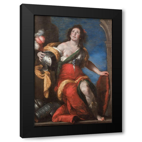 Allegorical Figure Black Modern Wood Framed Art Print with Double Matting by Strozzi, Bernardo