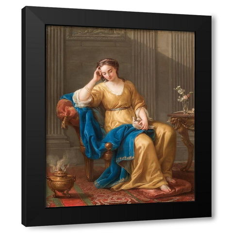 Sweet Melancholy Black Modern Wood Framed Art Print by Vien, Joseph-Marie