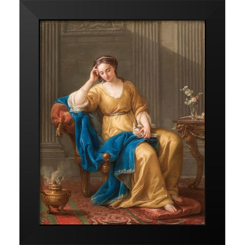 Sweet Melancholy Black Modern Wood Framed Art Print by Vien, Joseph-Marie