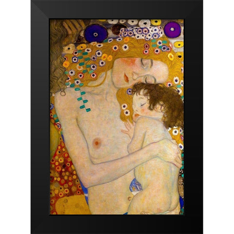 Die Drei Lebensalter Black Modern Wood Framed Art Print by Klimt, Gustav