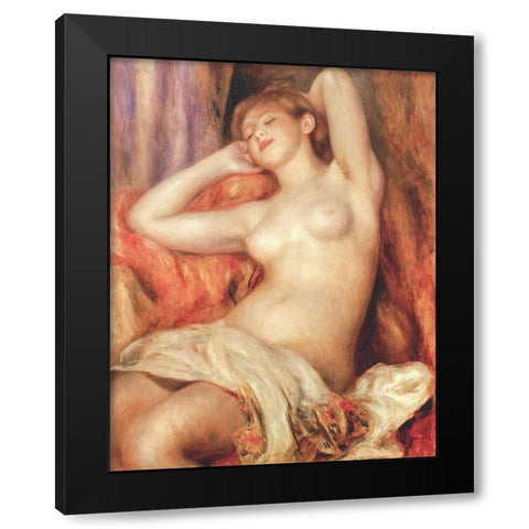 Sleeping Nude Black Modern Wood Framed Art Print by Renoir, Pierre-Auguste