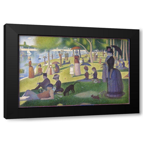 A Sunday on La Grande Jatte 1884 Black Modern Wood Framed Art Print with Double Matting by Seurat, Georges