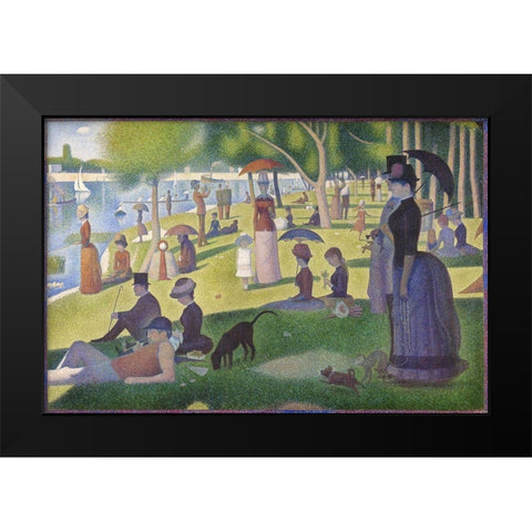 A Sunday on La Grande Jatte 1884 Black Modern Wood Framed Art Print by Seurat, Georges