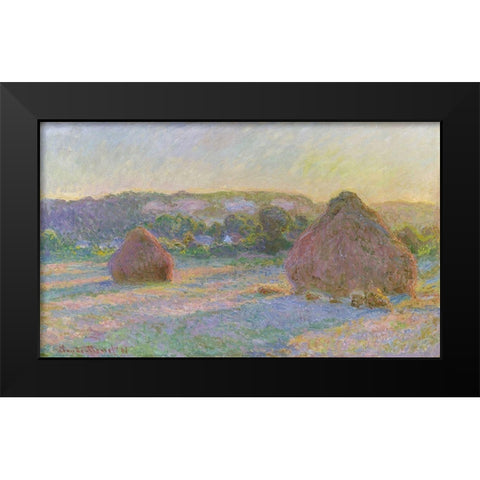 Stacks of Wheat End of Summer 1890 Black Modern Wood Framed Art Print by Monet, Claude