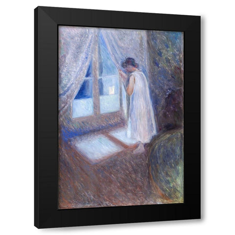 The Girl by the Window 1893 Black Modern Wood Framed Art Print with Double Matting by Munch, Edvard