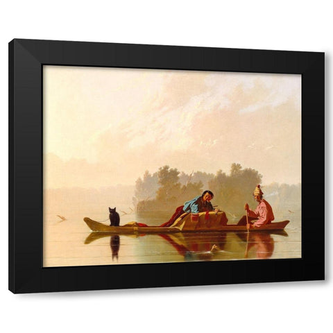 Fur Traders Descending the Missouri 1845 Black Modern Wood Framed Art Print with Double Matting by Bingham, George Caleb