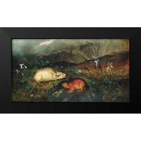 Hudsons Bay Lemming 1846 Black Modern Wood Framed Art Print by Audubon, John Woodhouse